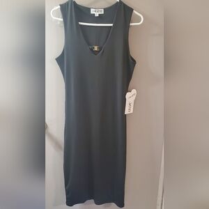 Justify Women's Elegant Black Midi Dress. Sz L NWT